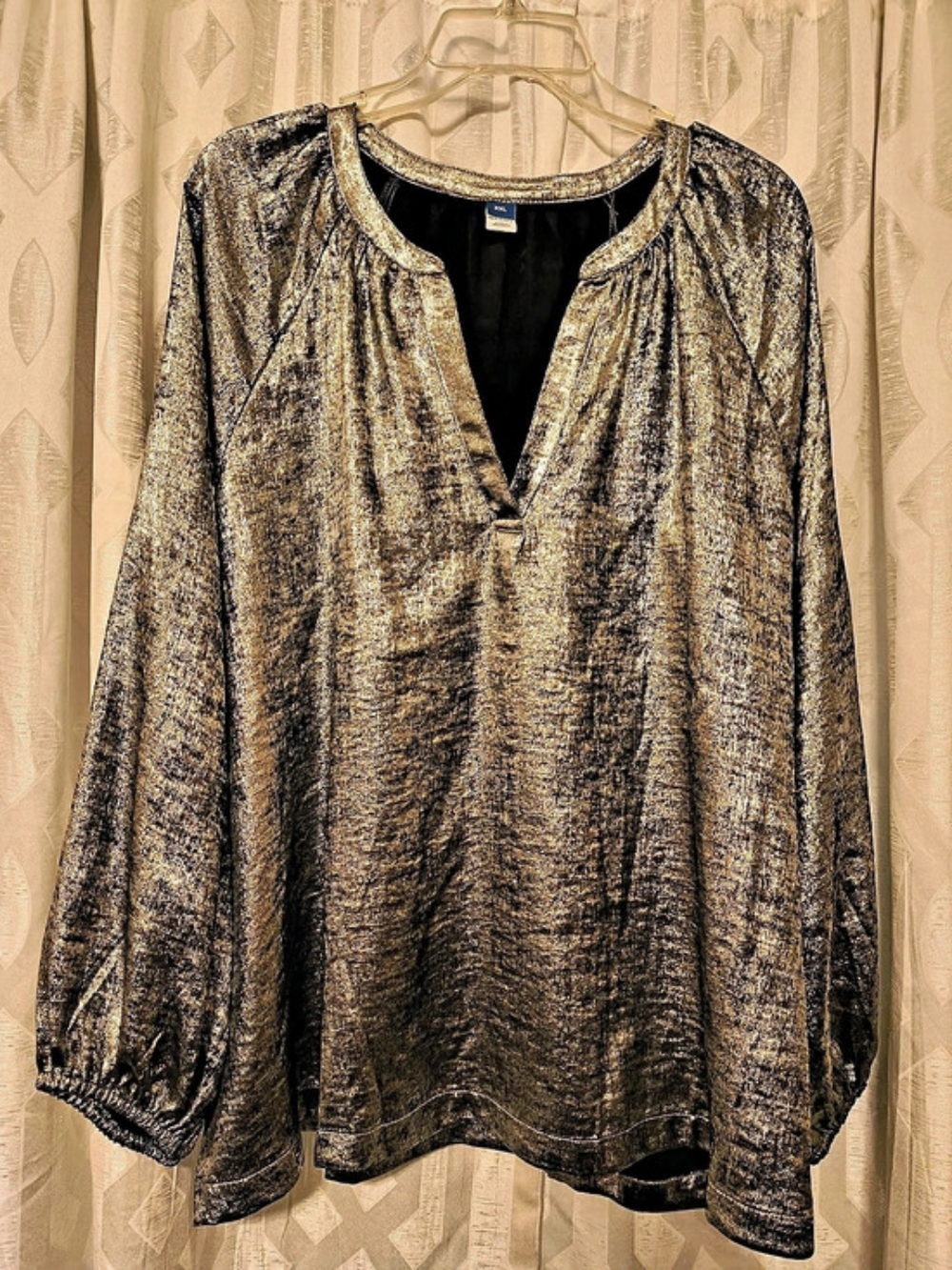 NWT Old Navy Metallic Silver Shimmer Blouse XXL | Holiday Party Top